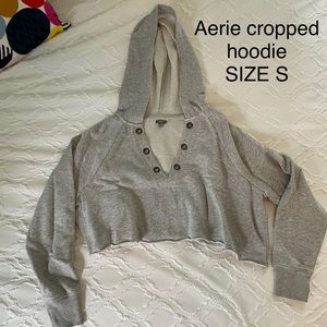 Aerie Cropped Grey Hoodie